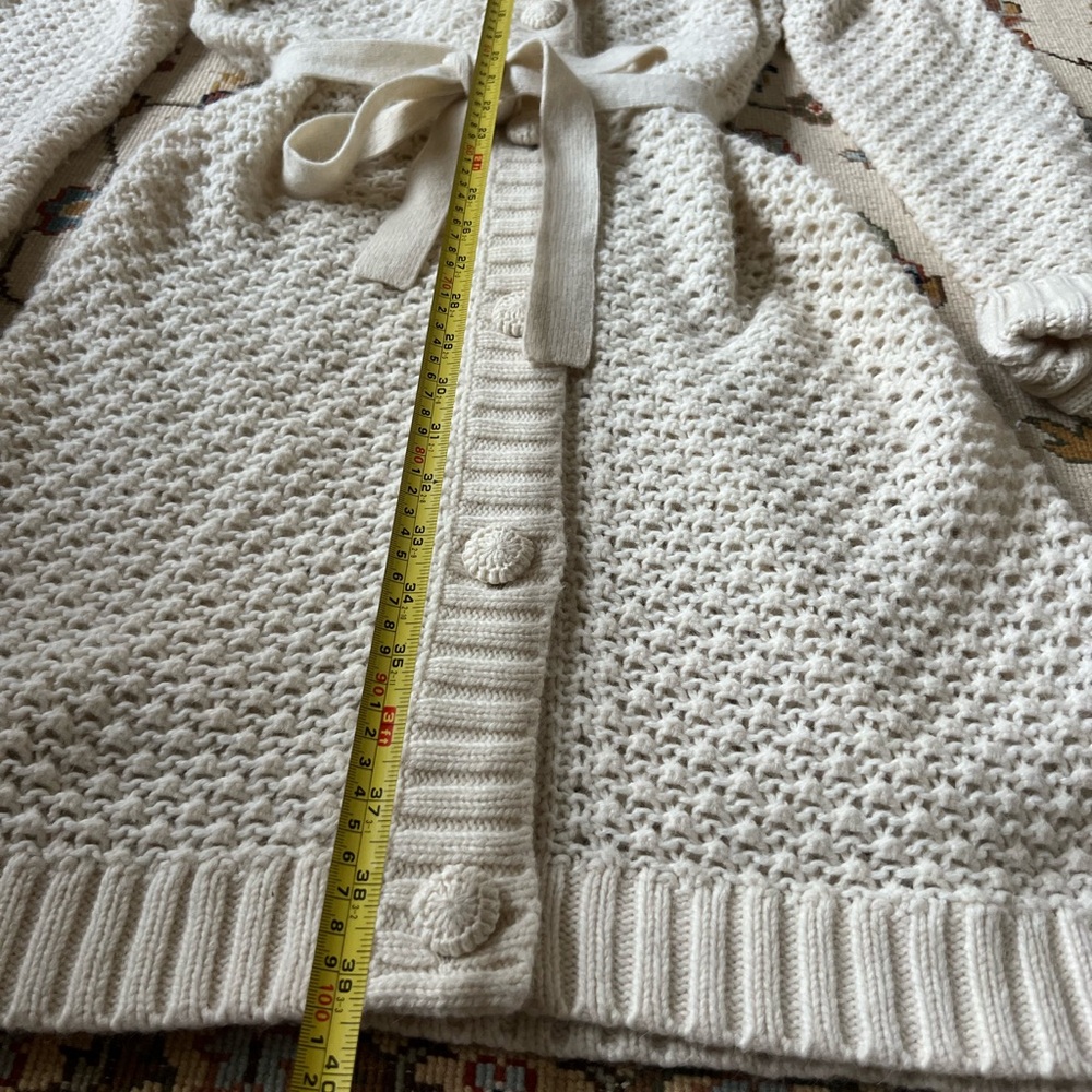 L.L. Bean Cream Wool blend Chunky Knit Cardigan Duster Sweater - Picture 5 of 7